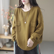 批发<b class='q'>大码</b>胖妹妹显瘦圆领卫衣女春秋季宽松<b class='q'>长袖</b>打底衫