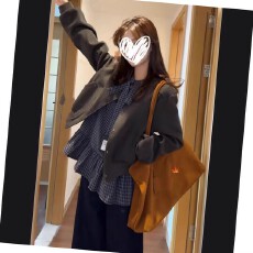 批发大码胖mm时尚复古格子衫韩系气质显瘦毛呢外套上衣两件套