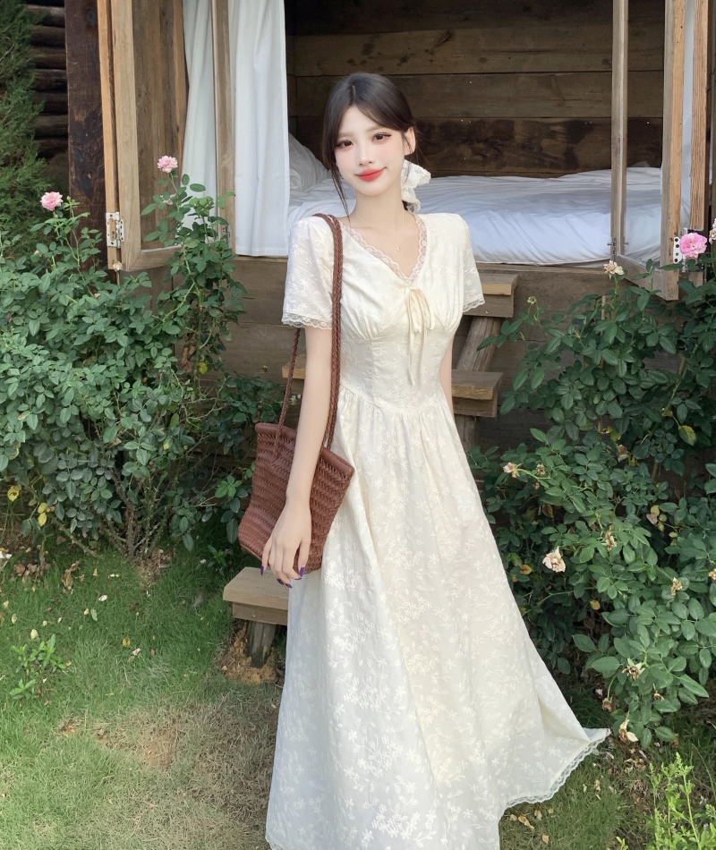실사 빅 사이즈 마이크로 지방 mm 레이스 조각 점프 슈트 치마 여름 2026 새로운 허리 수축 슬림해 보이는 롱 스커트 여성