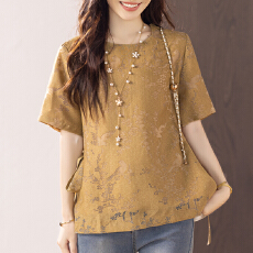 批发限价+12+小视频 2026年夏季法式精致提花上衣侧边系带气质<b class='q'>衬衫</b>