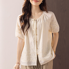 批发限价+12+小视频 2026年夏季小众<b class='q'>衬衫</b>女气质宽松法式小香风镂空