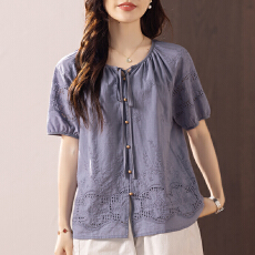 批发限价+12+小视频 2026年夏季法式小香风镂空小众<b class='q'>衬衫</b>女气质宽松