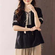 批发限价+12+小视频 2026夏季新款百搭宽松显瘦气质系带短袖<b class='q'>衬衫</b>上衣