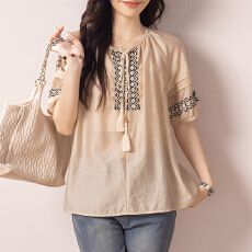 批发限价+12+小视频 2026夏季新款百搭宽松显瘦气质系带短袖<b class='q'>衬衫</b>上衣