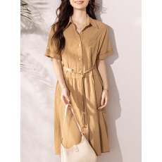 批发限价+12+小视频 夏季简约<b class='q'>衬衫</b>连衣裙通勤风气质高级感收腰显瘦裙