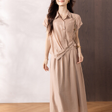 批发限价+12+小视频 法式气质轻熟休闲套装女2026夏新款不规则<b class='q'>衬衫</b>