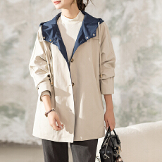 批发限价+12+小视频 气质宽松连帽短款风衣外套女秋<b class='q'>冬</b>高级感大衣上衣