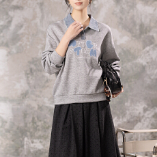 批发限价+12+小视频 字母刺绣polo领优雅卫衣女春季<b class='q'>装</b>新款长袖上衣