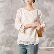 批发限价+12+小视频 春季新中式刺绣衬衫女雪纺气质优雅小衫长袖上衣