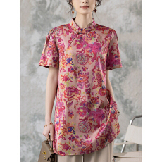 批发限价+12+小视频 中式印花短袖<b class='q'>衬衫</b>女2026年夏季新款时尚气质上衣