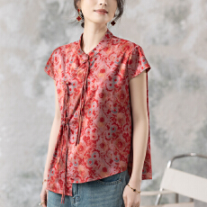 批发限价+12+小视频 女装夏季高级感减龄洋气独特绝美新中式印花衬衫