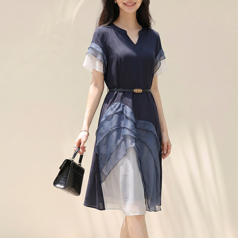 제한 가격 12+ 작은 동영상 불규칙 디자인 패치워크 우아함 점프 슈트 치마 품격 고급 센스 위엄있는 여성 의류