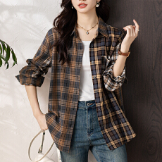 批发限价+12+小视频 格纹<b class='q'>衬衫</b>上衣女长袖休闲百搭宽松外套女<b class='q'>衬衫</b>