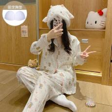 批发LS量大价优25年秋季云朵棉带胸垫长袖<b class='q'>套装</b>少女感网红爆款直播高品