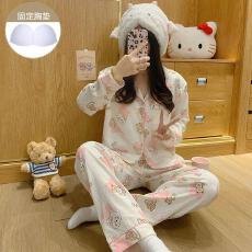 批发LS量大价优25年秋季云朵棉带胸垫长袖<b class='q'>套装</b>少女感网红爆款直播高品