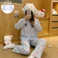 批发LS量大价优25年秋季云朵棉带胸垫长袖<b class='q'>套装</b>少女感网红爆款直播高品