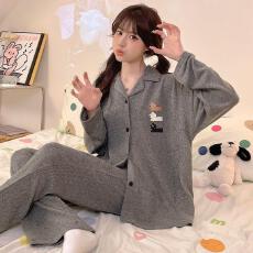 批发量大价优25年秋季羊绒开衫长袖长裤毛巾绣女士家居服网红直播高品