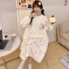 批发量大价优25年冬季法兰绒加厚连衣裙睡裙直播高品中长款睡裙家居