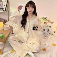 批发量大价优25年秋季仿棉华夫格双长开衫睡衣女套装网红爆款直播高品