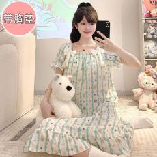 批发量大价优26年夏季云朵棉120g方领睡裙少女中长裙直播高品可外穿