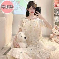 批发量大价优26年夏季云朵棉120g方领睡裙少女中长裙直播高品可外穿