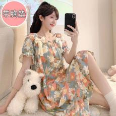 批发量大价优26年夏季云朵棉120g方领睡裙少女中长裙直播高品可外穿