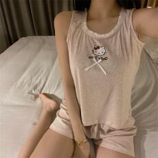 批发量大价优26年夏季TR云彩罗纹拉架吊带<b class='q'>套装</b>直播高品家居睡衣