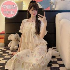 批发量大价优26年夏季皱布带胸垫短袖睡裙少女中长裙直播高品可外穿