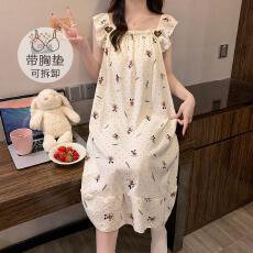批发量大价优26年夏季皱布带胸垫吊带睡裙少女中长裙直播高品可外穿