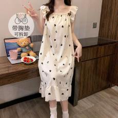 批发量大价优26年夏季皱布带胸垫吊带睡裙少女中长裙直播高品可外穿