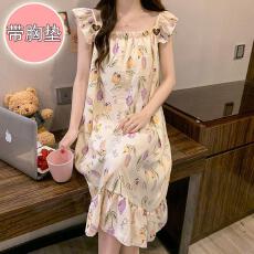 批发量大价优26年夏季皱布带胸垫吊带睡裙少女中长裙直播高品可外穿