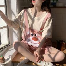 批发量<b class='q'>大</b>价优26年夏季聚酯纤维150g圆领<b class='q'>套装</b>少女卡通直播高品可外穿