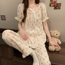 批发量大价优26年夏季皱布云朵棉短袖长裤少女直播高品可外穿