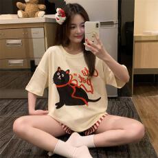 批发量大价优26年夏季聚酯纤维150g圆领<b class='q'>套装</b>少女卡通直播高品可外穿