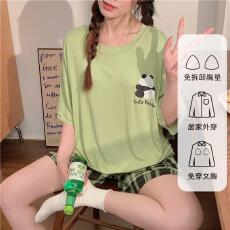 批发量大价优26年夏季莫代尔双短圆领<b class='q'>套装</b>少女卡通直播高品可外穿