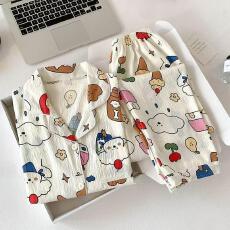 批发量大价优26年春季睡衣女新款云朵棉长袖小翻领家居服套<b class='q'>装</b>直播高品