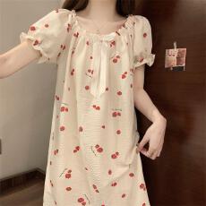 批发量大价优26年夏季云朵棉短袖蝴蝶结睡裙女甜美可爱印花直播高品