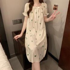 批发量大价优26年夏季云朵棉短袖蝴蝶结睡裙女甜美可爱印花直播高品