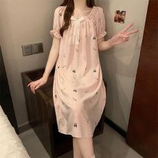 批发量大价优26年夏季云朵棉短袖蝴蝶结睡裙女甜美可爱印花直播高品