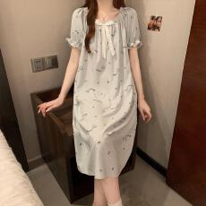 批发量大价优26年夏季云朵棉短袖蝴蝶结睡裙女甜美可爱印花直播高品