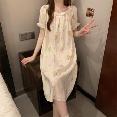 批发量大价优26年夏季云朵棉短袖蝴蝶结睡裙女甜美可爱印花直播高品
