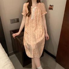 批发量大价优26年夏季云朵棉短袖蝴蝶结睡裙女甜美可爱印花直播高品