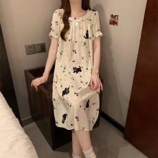 批发量大价优26年夏季云朵棉短袖蝴蝶结睡裙女甜美可爱印花直播高品