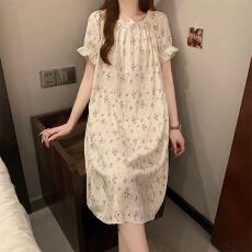 批发量大价优26年夏季云朵棉短袖蝴蝶结睡裙女甜美可爱印花直播高品
