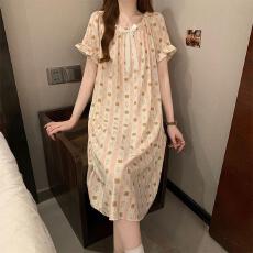 批发量大价优26年夏季云朵棉短袖蝴蝶结睡裙女甜美可爱印花直播高品