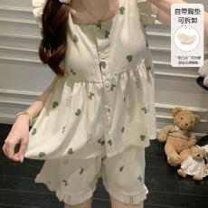 批发量大价优26年夏季云朵棉可拆胸垫无袖背心开衫甜美家居服直播高品