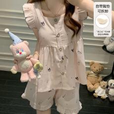 批发量大价优26年夏季云朵棉可拆胸垫无袖背心开衫甜美家居服直播高品