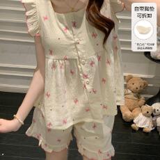 批发量大价优26年夏季云朵棉可拆胸垫无袖背心开衫甜美家居服直播高品