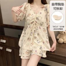 批发量大价优26年夏季云朵棉双短带胸垫套装直播高品可外穿