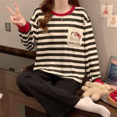 量大价优26年聚脂钎维180g圆领可爱卡通双长家居服秋季直播高品